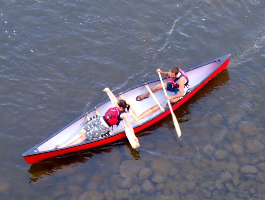 Overhead view of canoe