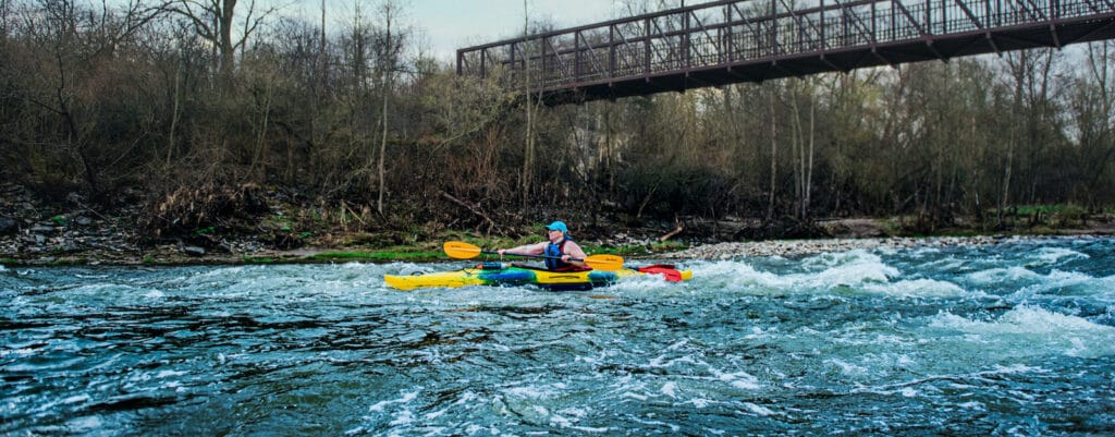 Yellow kayak whitewater penmans pass