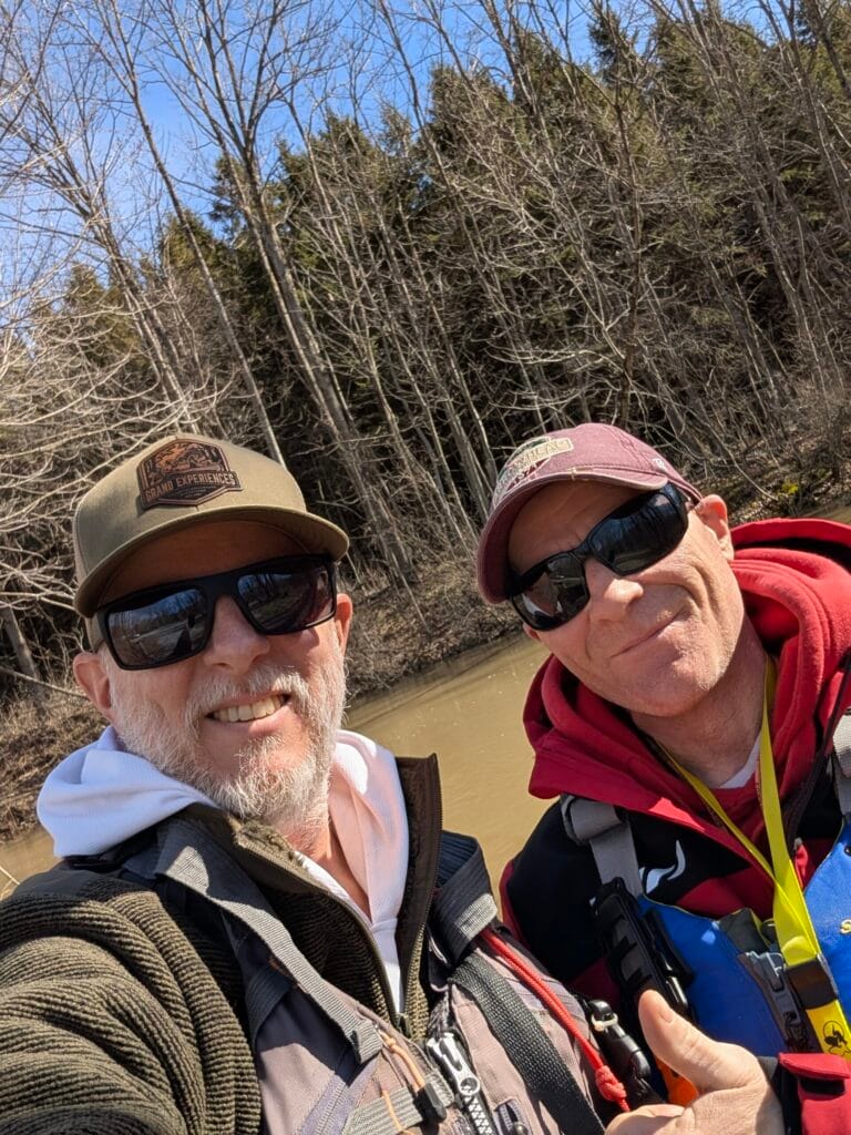 Adam merrifield and mike farr embarking on a big creek paddle
