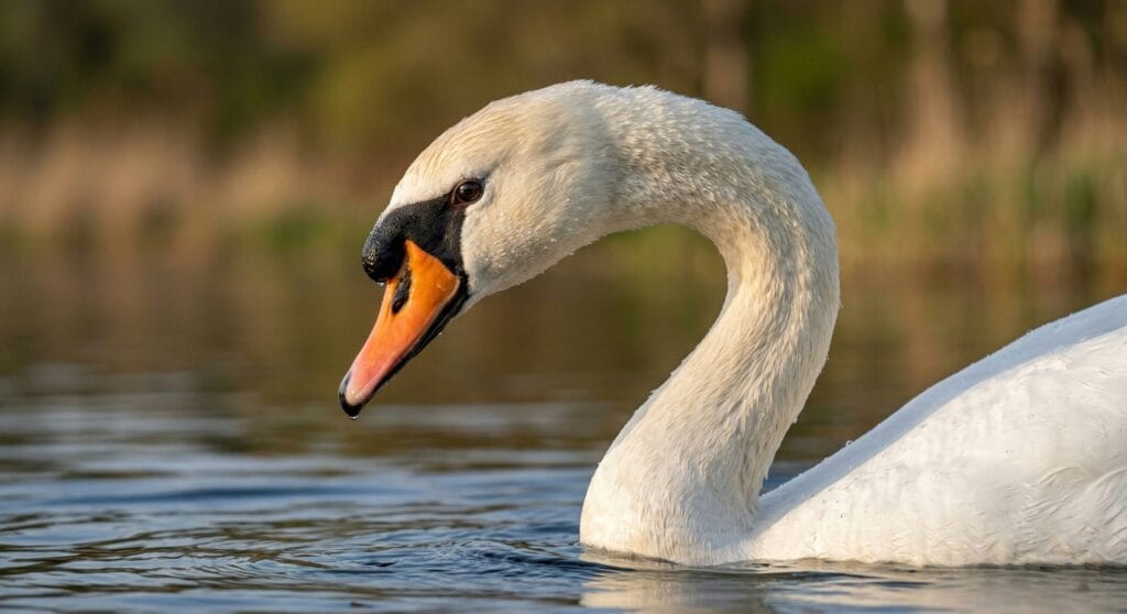 Telephoto view of a swan on the grand river in paris