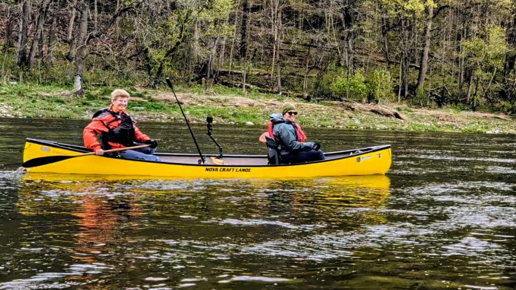 Hiking with Kathleen host paddling down the grand river in Glen Morris
