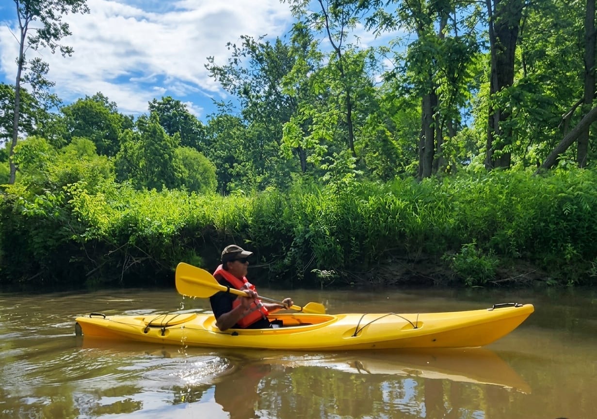 Paddler enjoying a scenic trip on Big Creek in Long Point