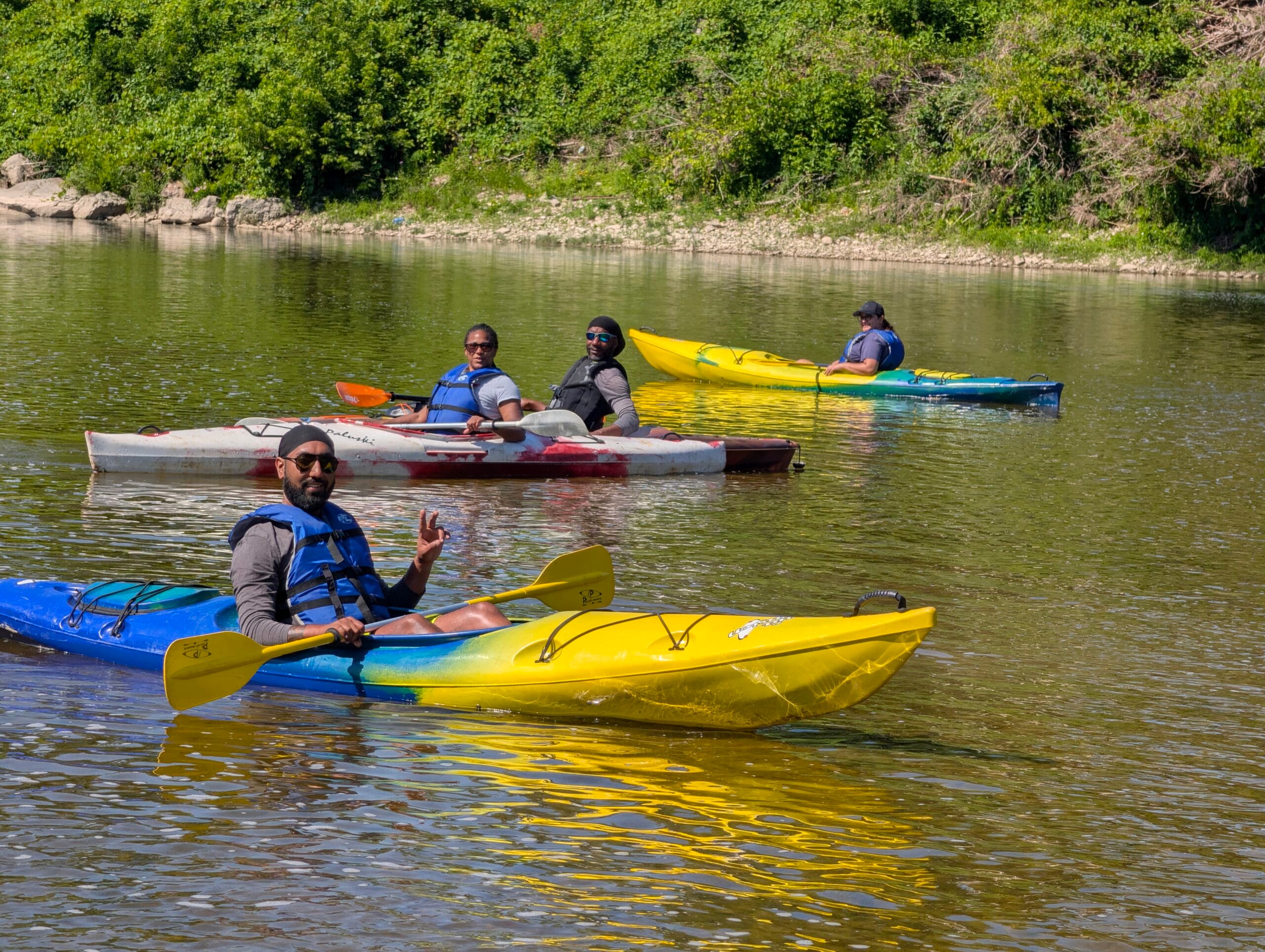 Friends camping at bingemans going for a kayak trip down the grand river