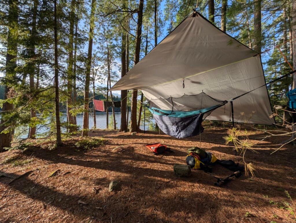 Hammock setup on smokey lake