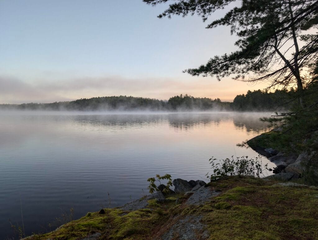 Misty morning on smokey lake