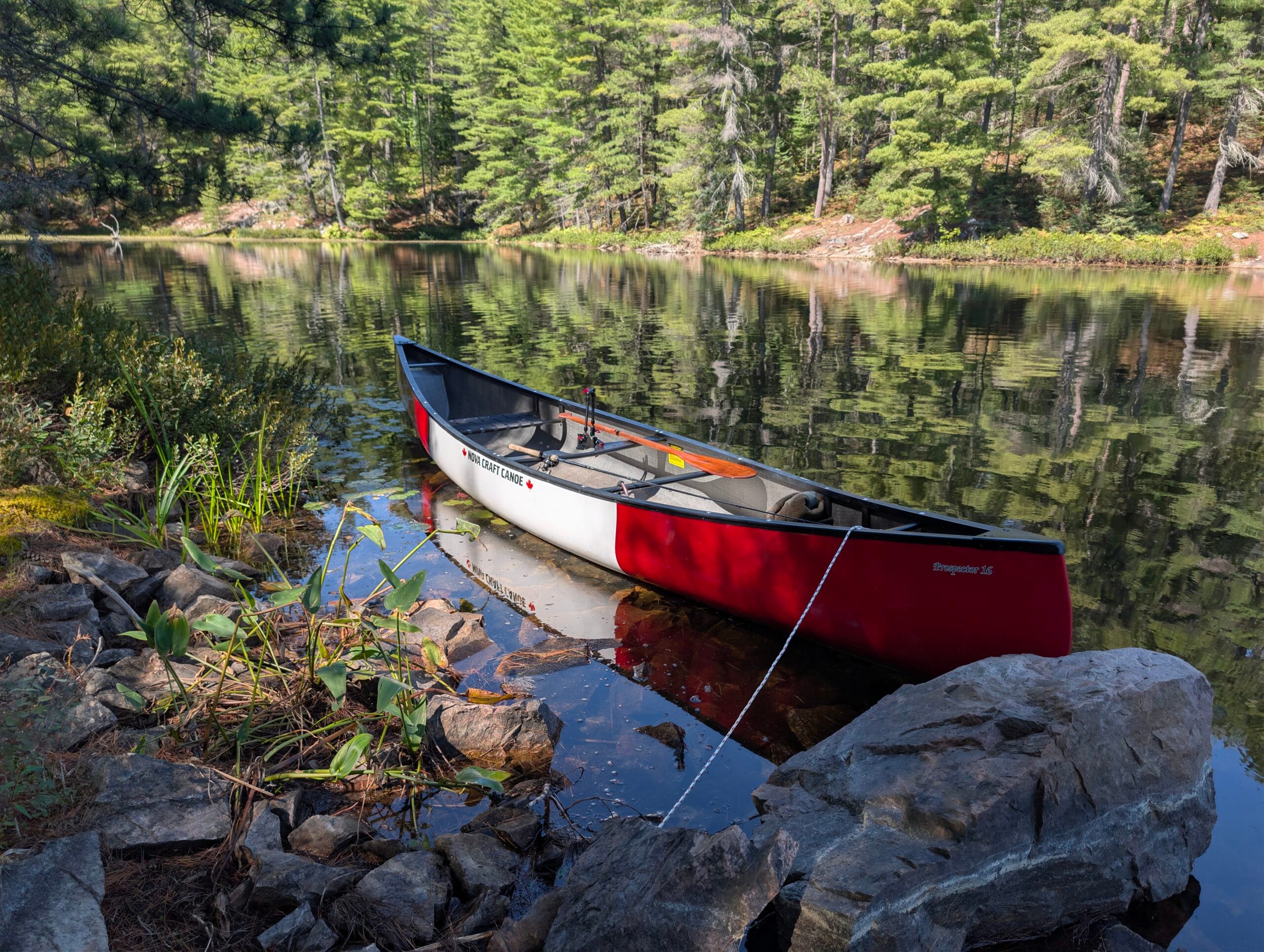 Nova craft prospector 16 in a hidden bay on smokey lake