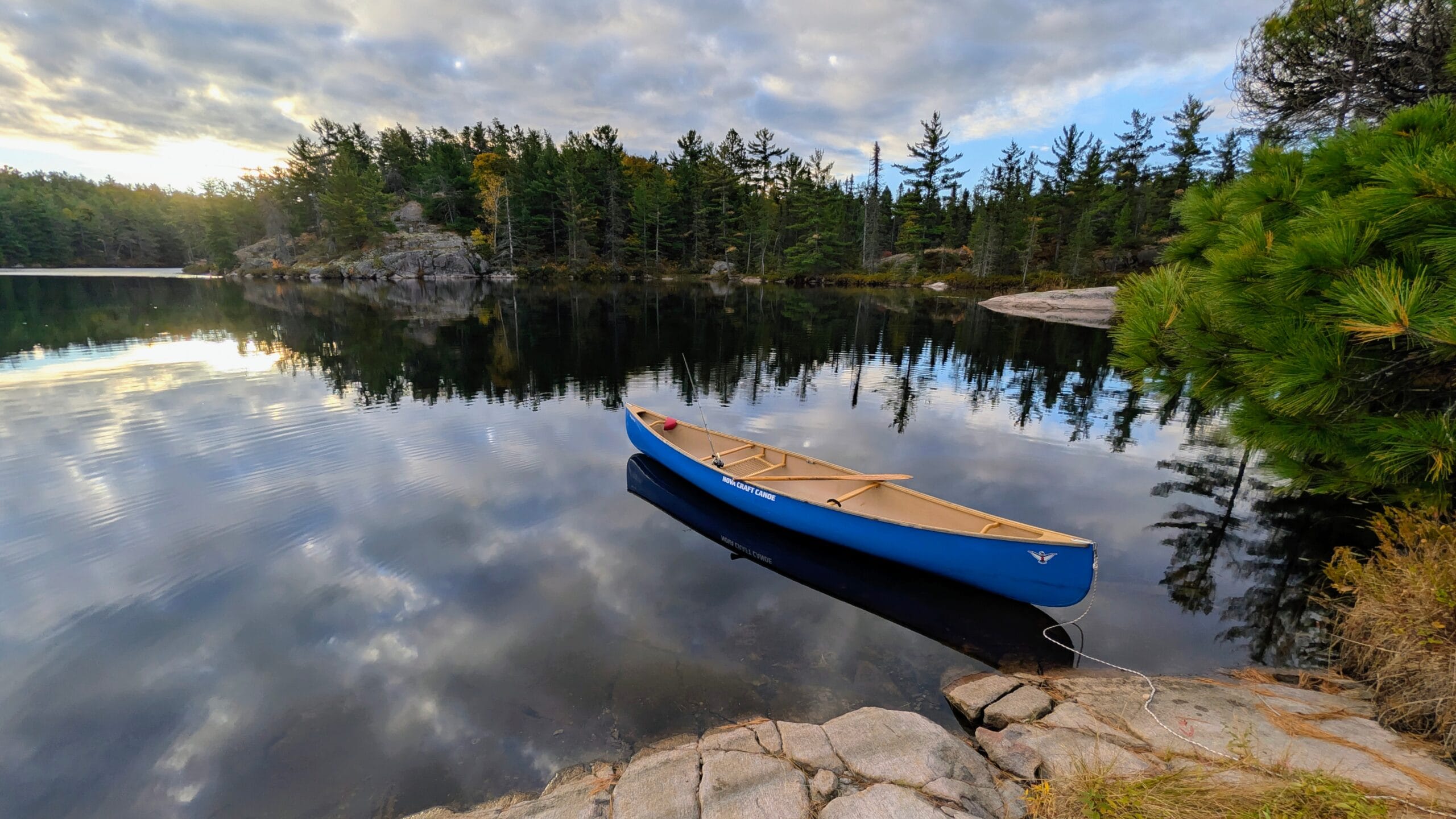 Blue solo prospector on unnamed lake in French River